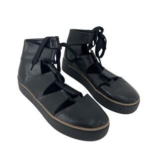 M4D3 Black Leather Platform Cutout Sneaker Sandals Women's Size 9.5 Preowned